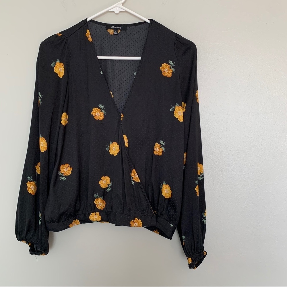 Madewell Bubble Sleeve Wrap Floret Blouse - Picture 3 of 9